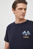 Бавовняна футболка Guess колір синій з принтом (2887787)