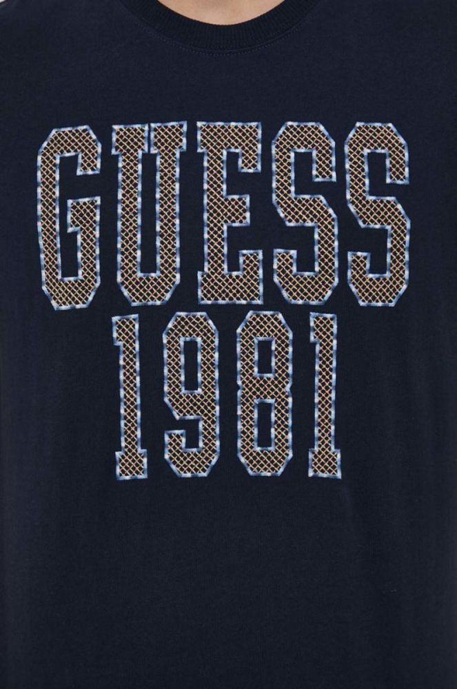 Бавовняна футболка Guess колір синій з аплікацією (2955707) фото 5