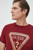 Бавовняна футболка Guess колір червоний з принтом (2851632)