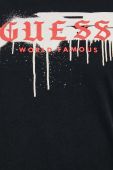 Бавовняна футболка Guess колір чорний з принтом (2871589)