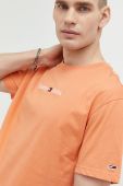 Бавовняна футболка Tommy Jeans колір помаранчевий з аплікацією