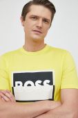 Бавовняна футболка BOSS колір жовтий з принтом (2891729)