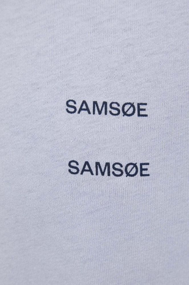 Бавовняна футболка Samsoe Samsoe однотонний колір фіолетовий фото 5