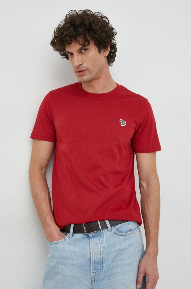 Бавовняна футболка PS Paul Smith колір червоний однотонний