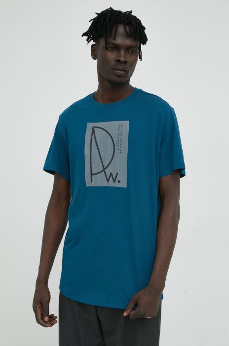 Бавовняна футболка G-Star Raw з принтом колір блакитний (2874522)