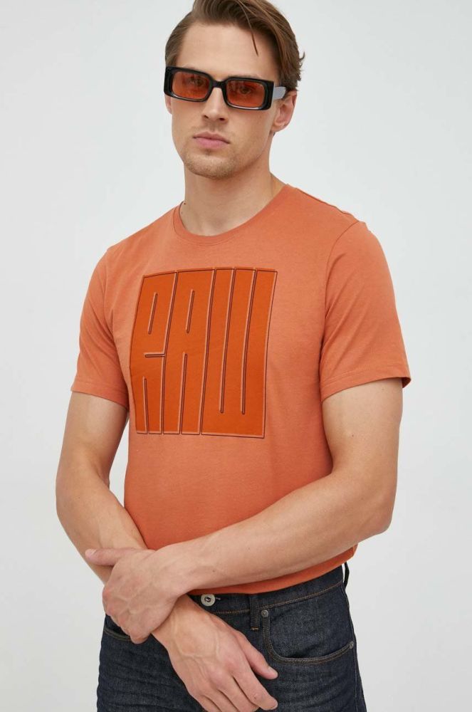 Бавовняна футболка G-Star Raw колір помаранчевий з принтом (2842101)