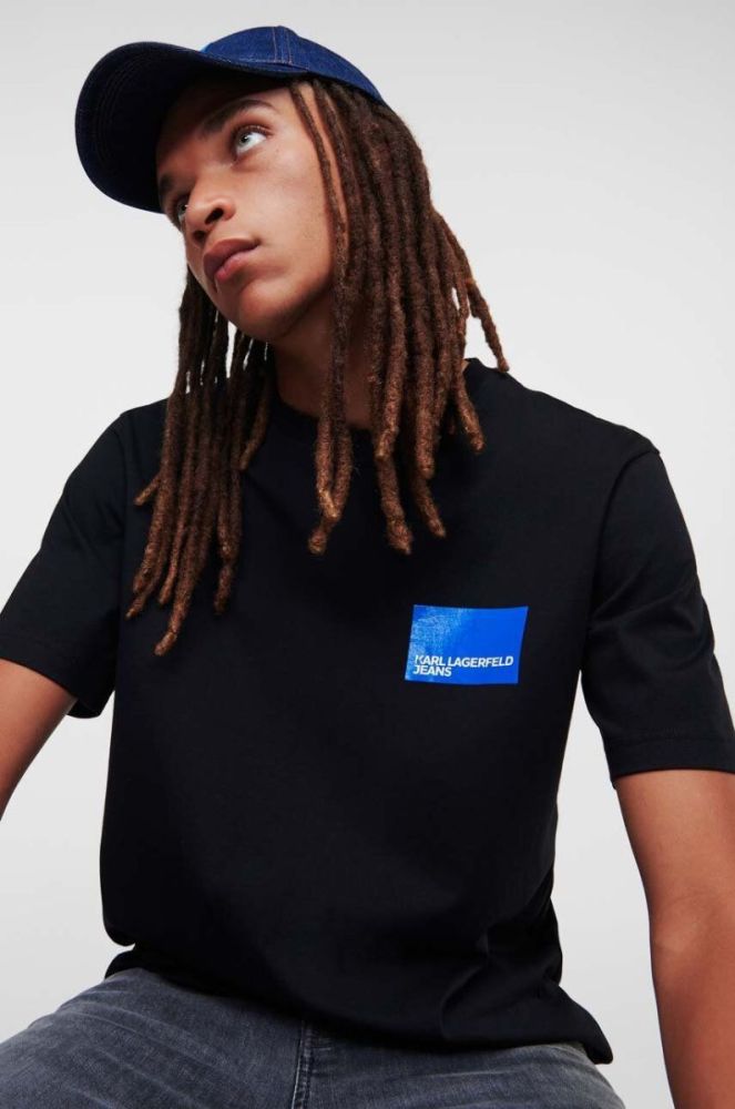 Бавовняна футболка Karl Lagerfeld Jeans колір чорний з принтом (2924593) фото 5