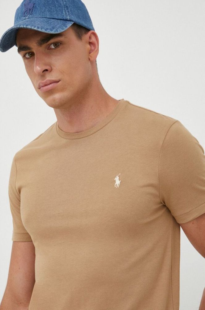 Бавовняна футболка Polo Ralph Lauren колір бежевий однотонний (3448948) фото 4