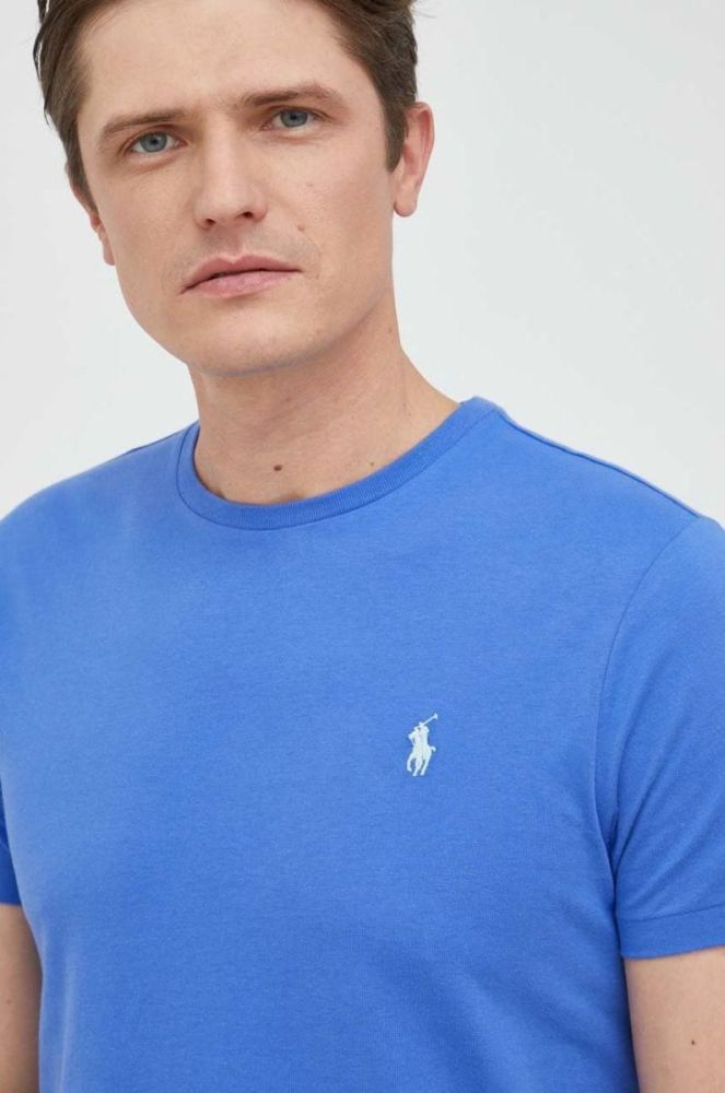 Бавовняна футболка Polo Ralph Lauren однотонний колір блакитний (2856787) фото 4