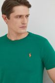 Бавовняна футболка Polo Ralph Lauren колір зелений однотонний (2855653)