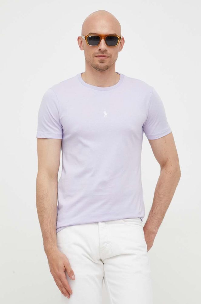 Бавовняна футболка Polo Ralph Lauren колір фіолетовий однотонний (3256739)