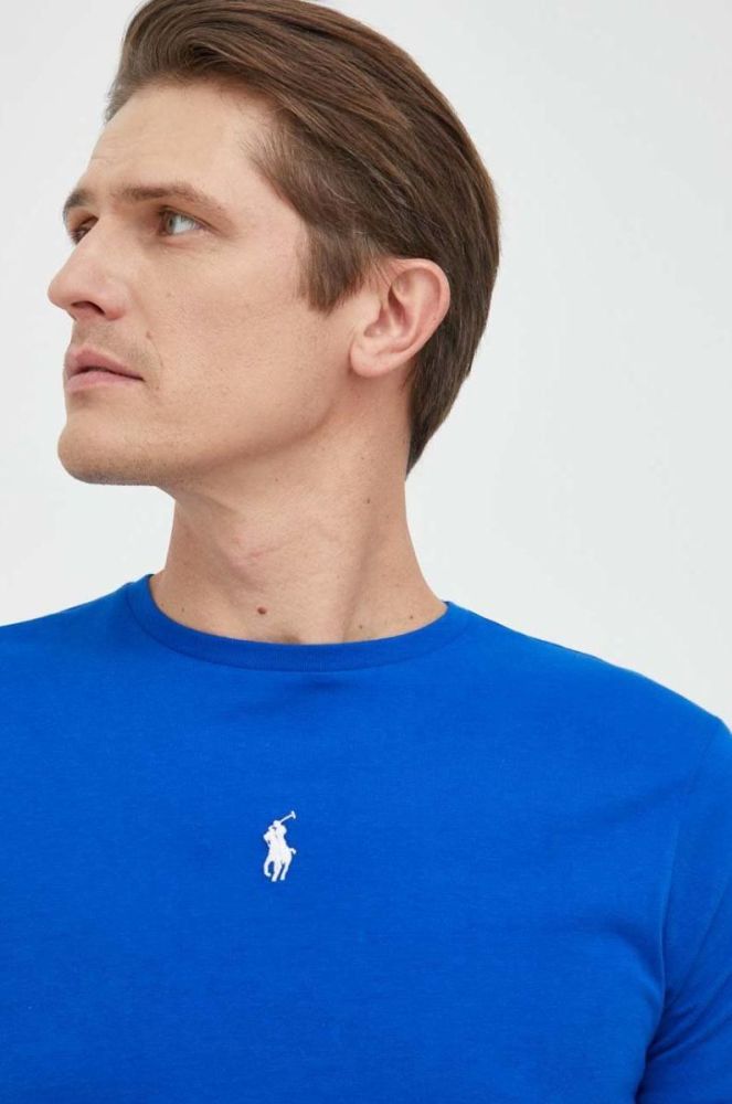 Бавовняна футболка Polo Ralph Lauren однотонний колір блакитний (2851651) фото 4