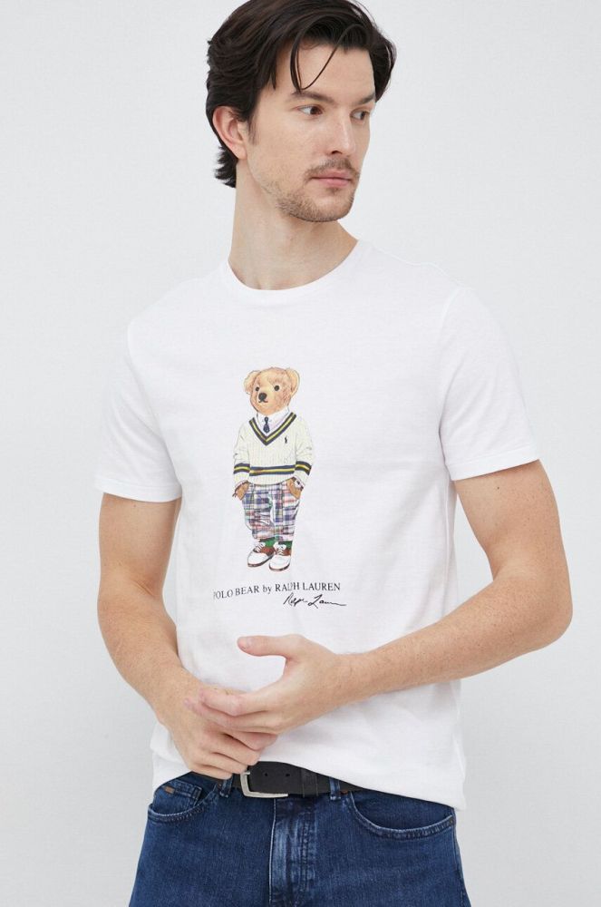 Бавовняна футболка Polo Ralph Lauren колір білий з принтом (3049069)