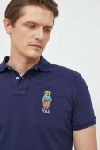 Бавовняне поло Polo Ralph Lauren колір синій з аплікацією (2851666)