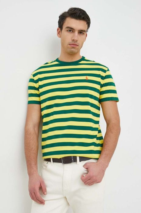 Бавовняна футболка Polo Ralph Lauren колір жовтий візерунок