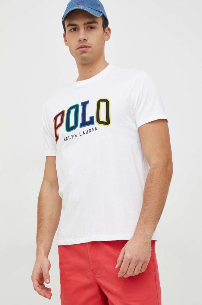 Бавовняна футболка Polo Ralph Lauren колір білий з аплікацією (2862998)