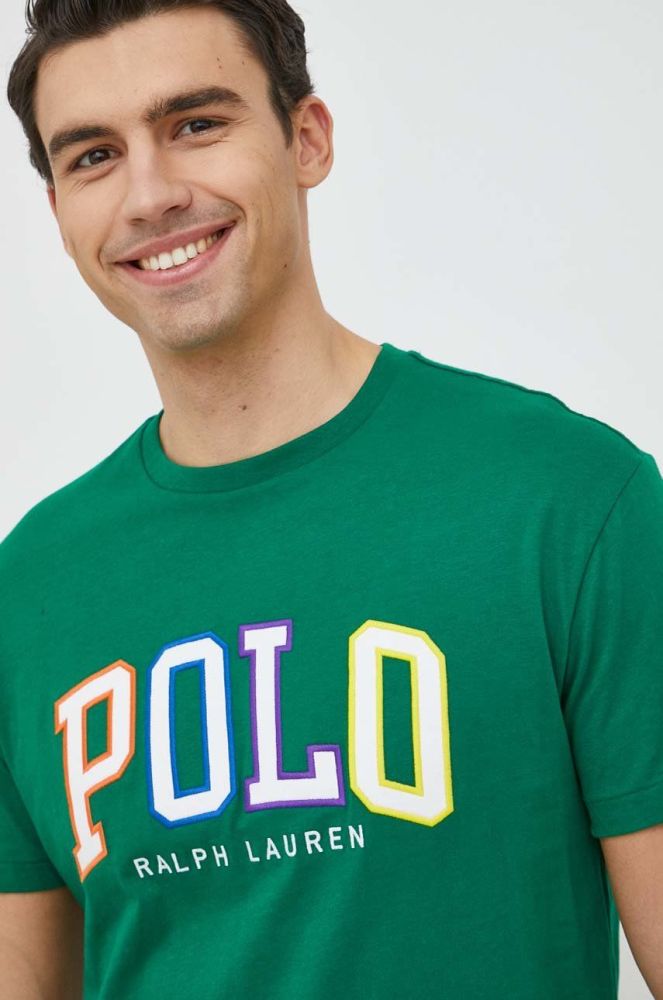 Бавовняна футболка Polo Ralph Lauren колір зелений з аплікацією