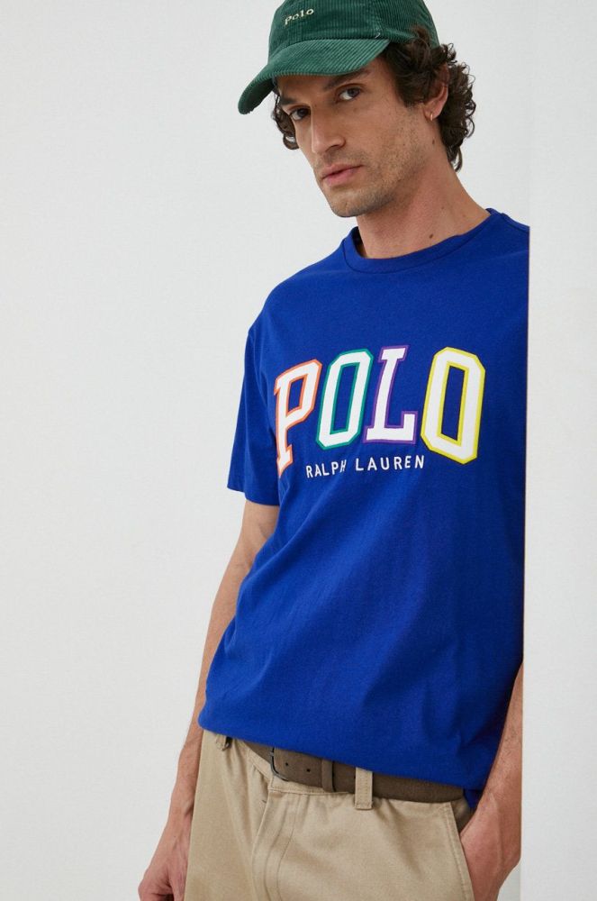 Бавовняна футболка Polo Ralph Lauren з аплікацією колір блакитний