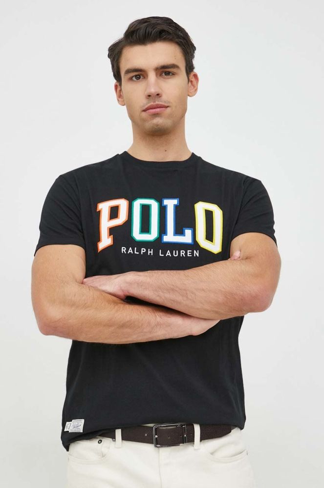 Бавовняна футболка Polo Ralph Lauren колір чорний з аплікацією (2862992)