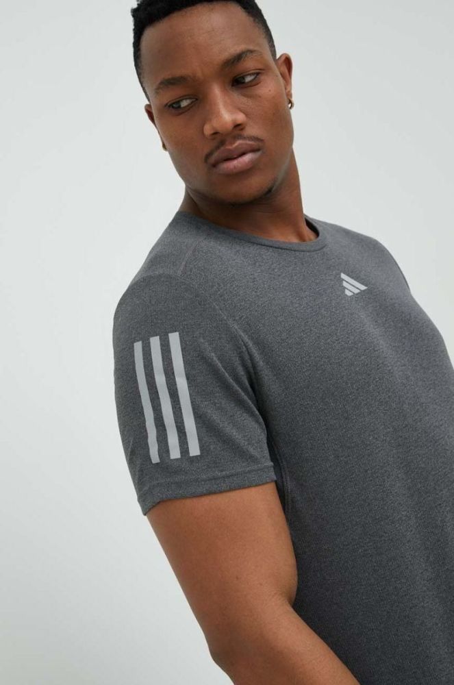 Бігова футболка adidas Performance Own the Run колір сірий з принтом фото 4