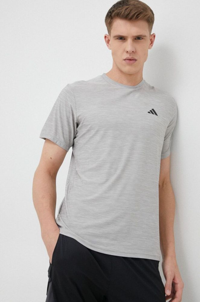 Тренувальна футболка adidas Performance Training Essential колір сірий меланж фото 4