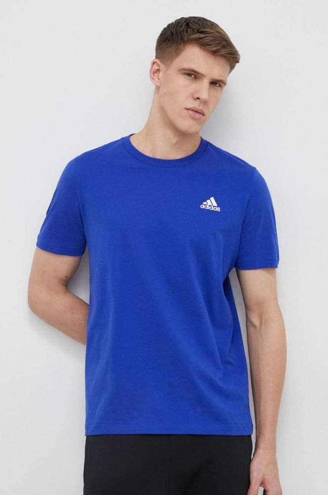Бавовняна футболка adidas однотонний колір блакитний (3029437)