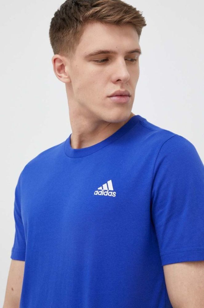 Бавовняна футболка adidas однотонний колір блакитний (3029437) фото 4