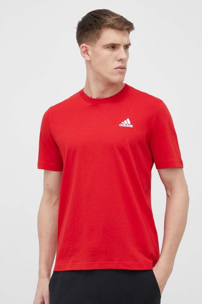 Бавовняна футболка adidas колір червоний однотонний