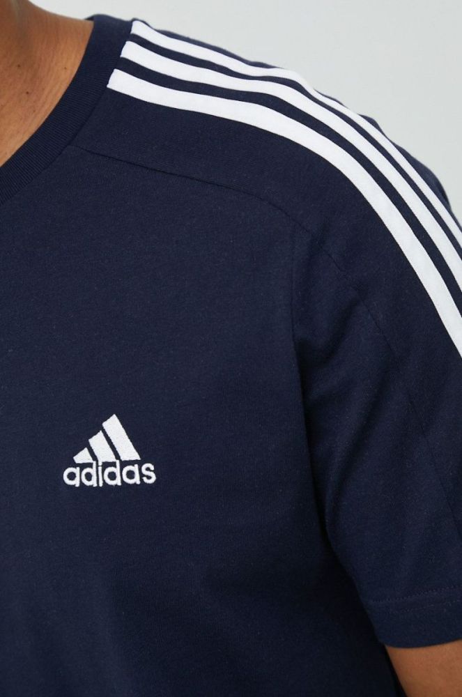 Бавовняна футболка adidas колір синій з аплікацією фото 5