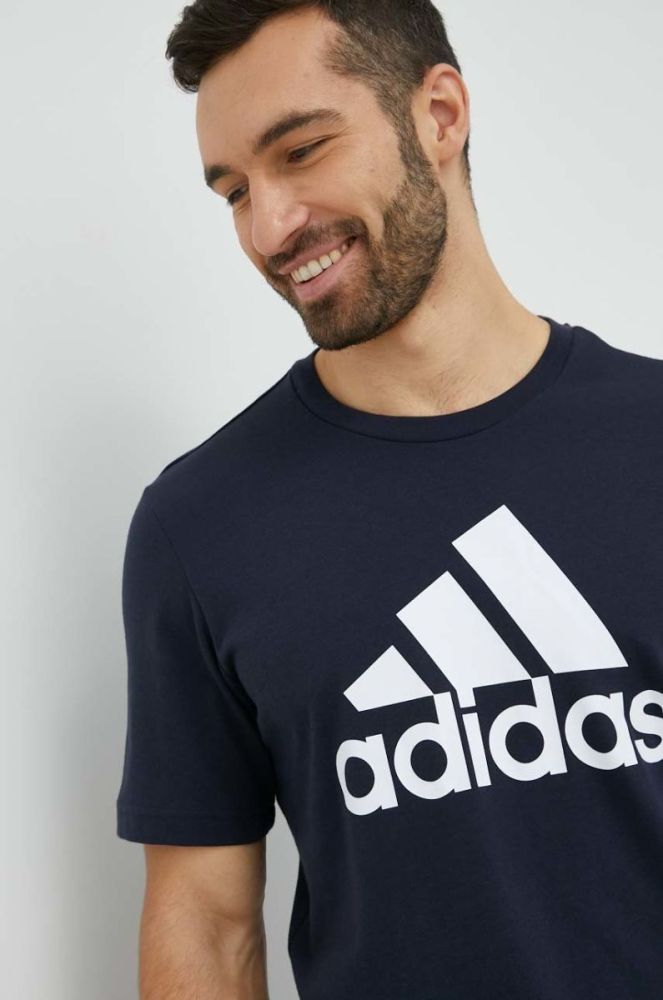 Бавовняна футболка adidas колір синій з принтом (2849201) фото 4