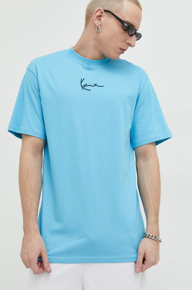 Бавовняна футболка Karl Kani з аплікацією 6037300-light.blue колір блакитний