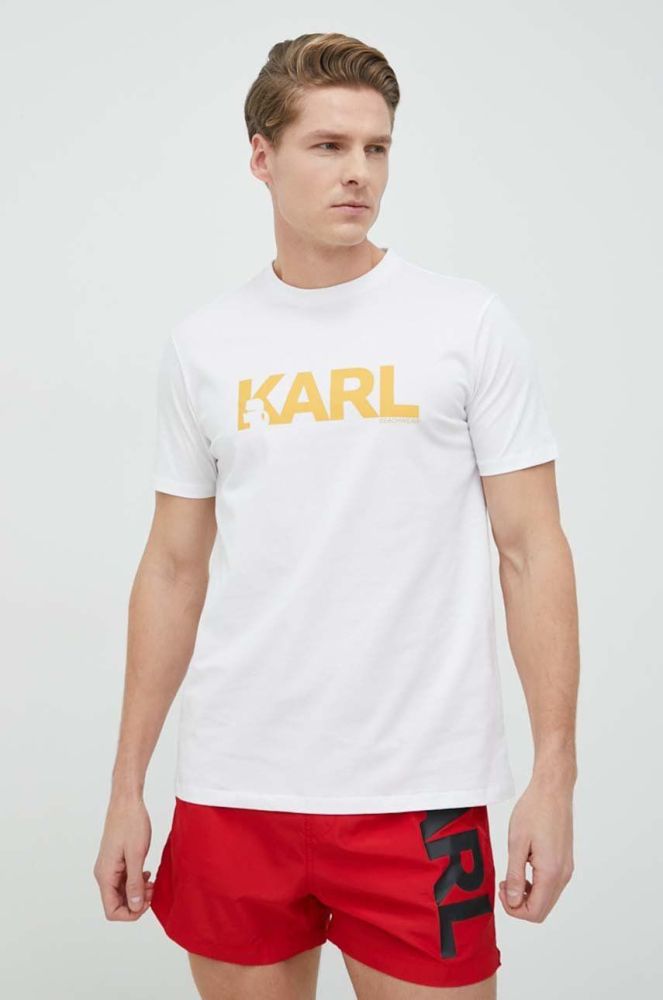 Бавовняна футболка Karl Lagerfeld колір білий з принтом (2924310)