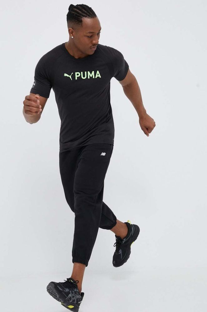 Тренувальна футболка Puma Fit Ultrabreathe Triblend колір чорний з принтом