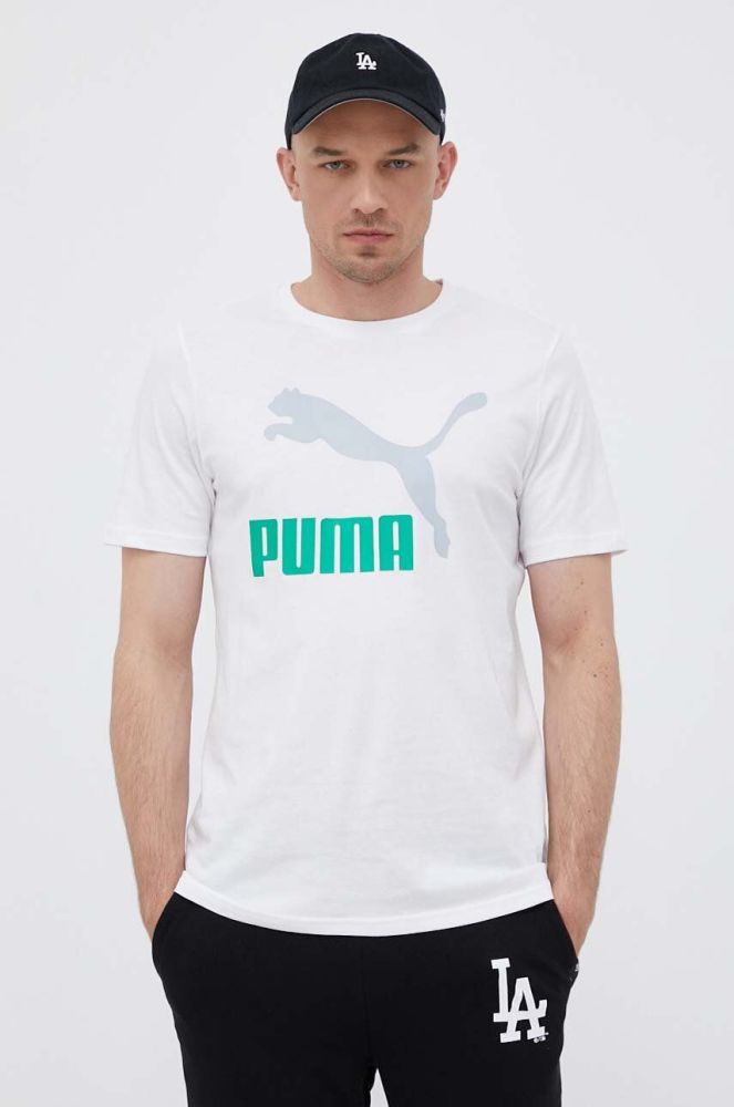 Бавовняна футболка Puma колір білий з принтом (3015800)