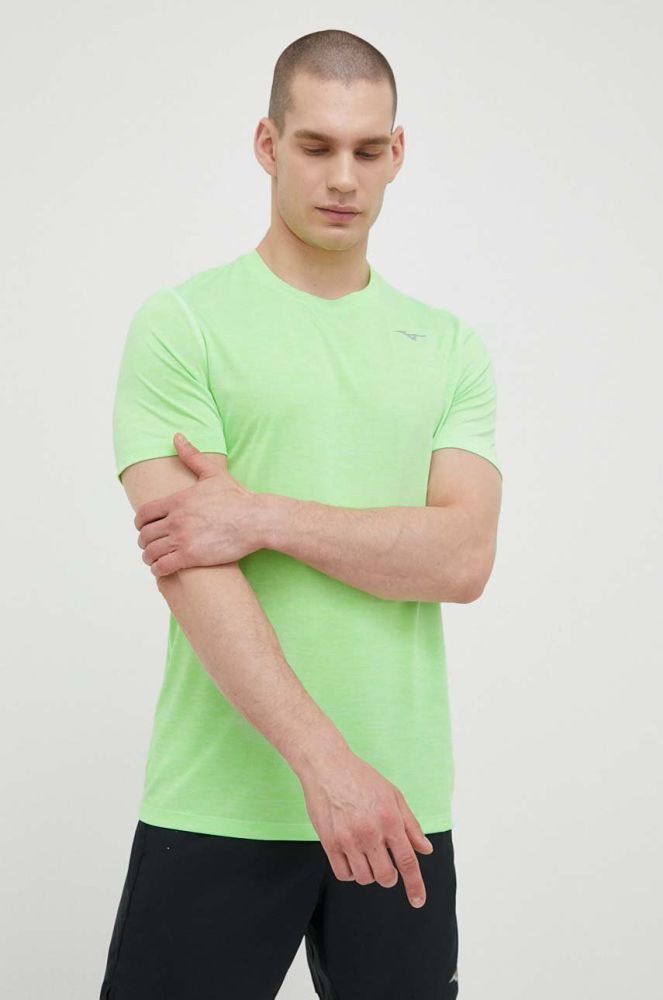 Бігова футболка Mizuno Impulse колір зелений однотонна