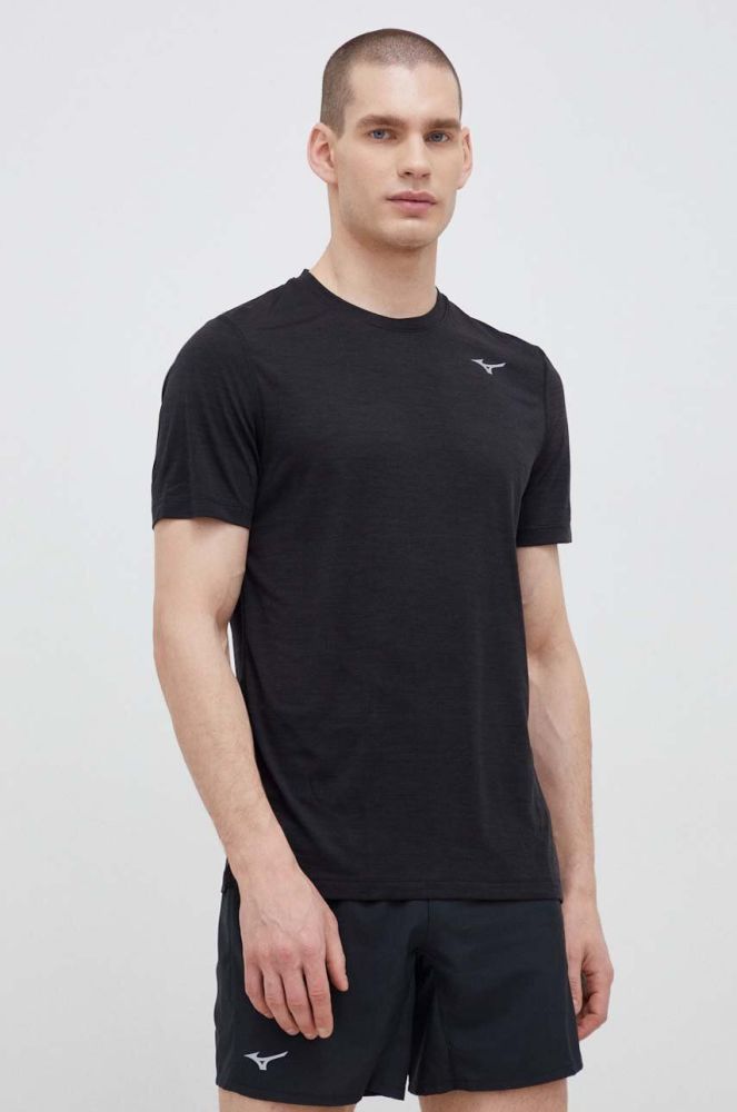 Бігова футболка Mizuno Impulse колір чорний однотонна