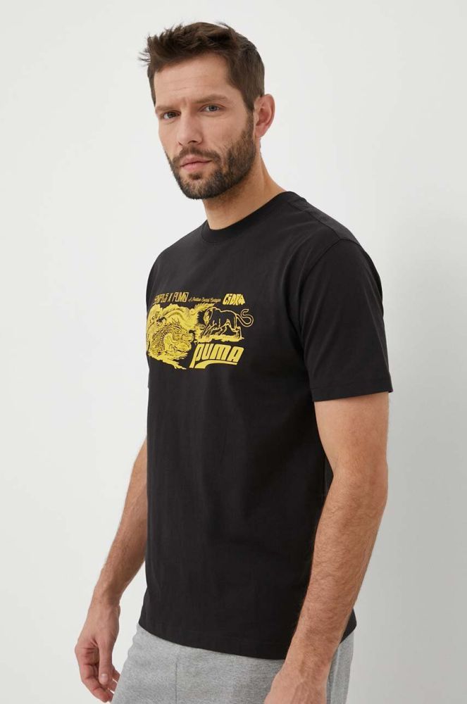 Бавовняна футболка Puma X STAPLE колір чорний з принтом (3243052)