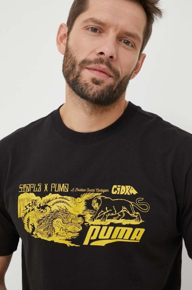 Бавовняна футболка Puma X STAPLE колір чорний з принтом (3243052) фото 4