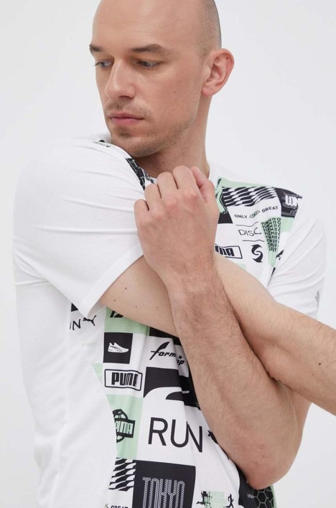 Бігова футболка Puma Run Favorite колір білий візерунок фото 4