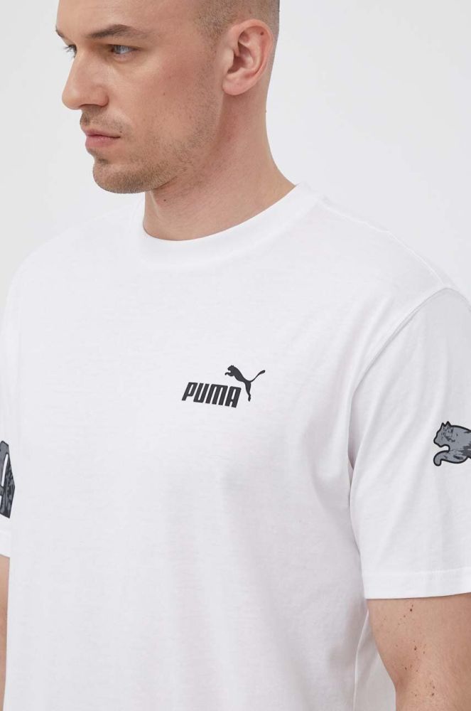 Бавовняна футболка Puma колір білий з принтом (3261595)