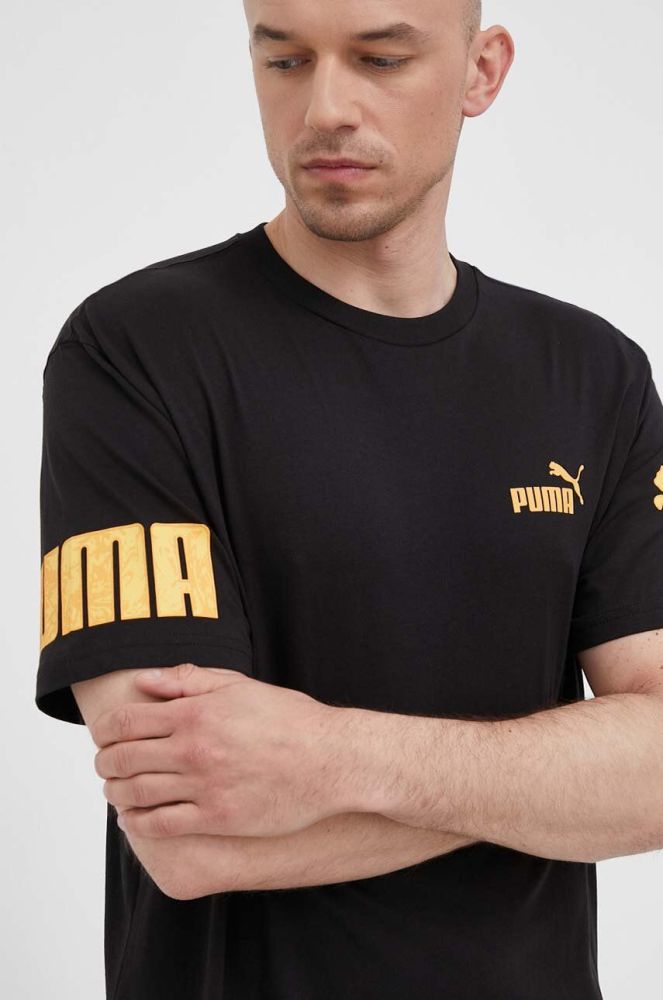 Бавовняна футболка Puma колір чорний з принтом (3261599)