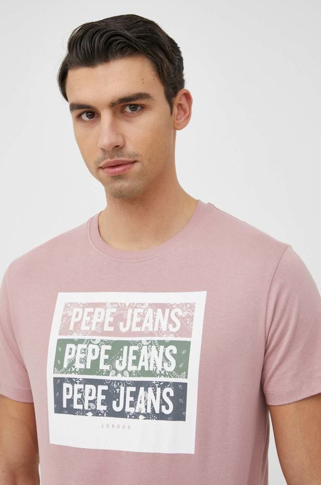 Бавовняна футболка Pepe Jeans Acee колір рожевий з принтом