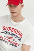 Бавовняна футболка Jack & Jones JJSTAR колір білий з принтом 12231477