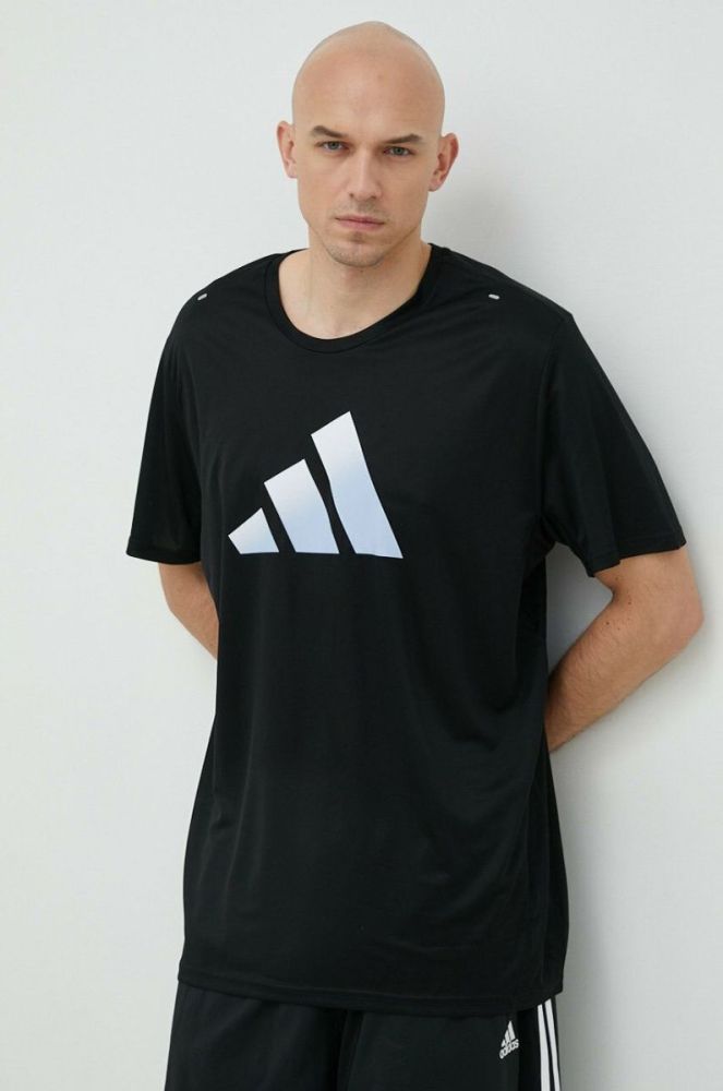 Бігова футболка adidas Performance Run Icons Колір чорний з принтом колір чорний фото 4