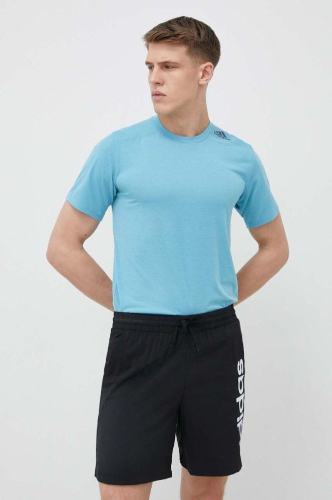 Тренувальна футболка adidas Performance Designed for Training однотонна колір блакитний фото 4