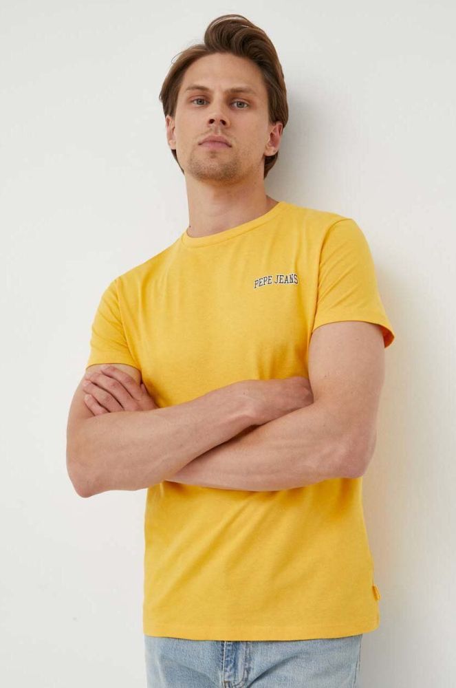 Бавовняна футболка Pepe Jeans колір жовтий з принтом (3258461)