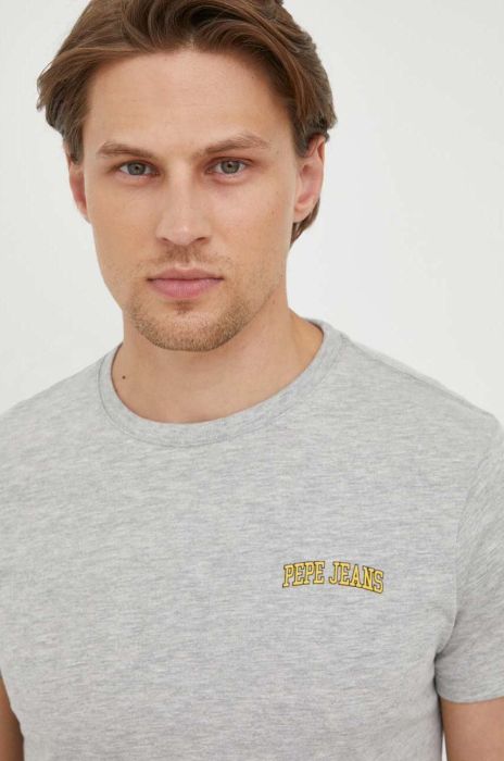 Футболка Pepe Jeans чоловічий колір сірий з принтом