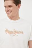Бавовняна футболка Pepe Jeans колір бежевий з принтом (3171296)
