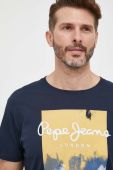 Бавовняна футболка Pepe Jeans колір синій з принтом (3267394)