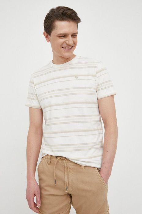 Бавовняна футболка Pepe Jeans Rick колір бежевий візерунок